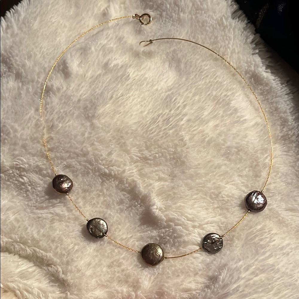 Handmade Gold Necklace with Pearls